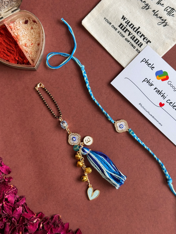 Mother of Pearl Heart Evil eye Bhaiya Bhabhi Set