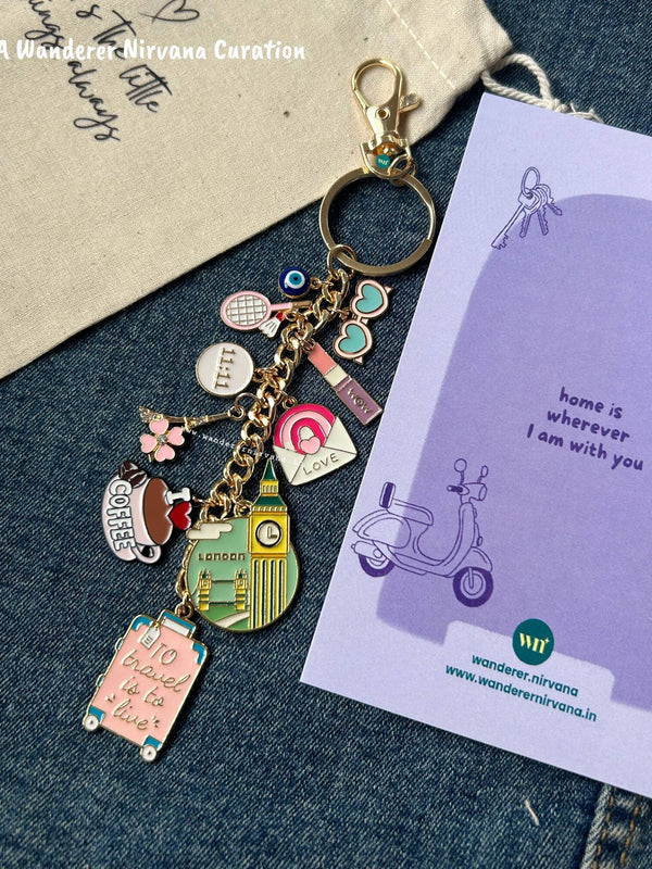 London Paris Fashion Badminton coffee 11:11 keychain Bagcharm