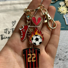 A Fire Heart Football Keychain | Kaka Inspired Personalised Football Keychain
