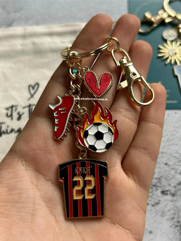 A Fire Heart Football Keychain | Kaka Inspired Personalised Football Keychain