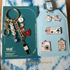 Wine Time Love Travel  Keychain Luggage tag combo