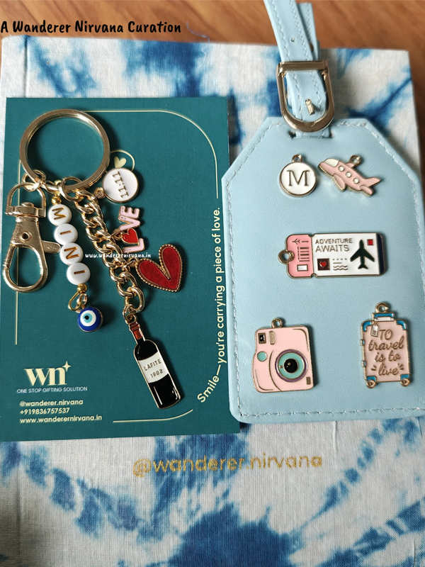 Wine Time Love Travel  Keychain Luggage tag combo