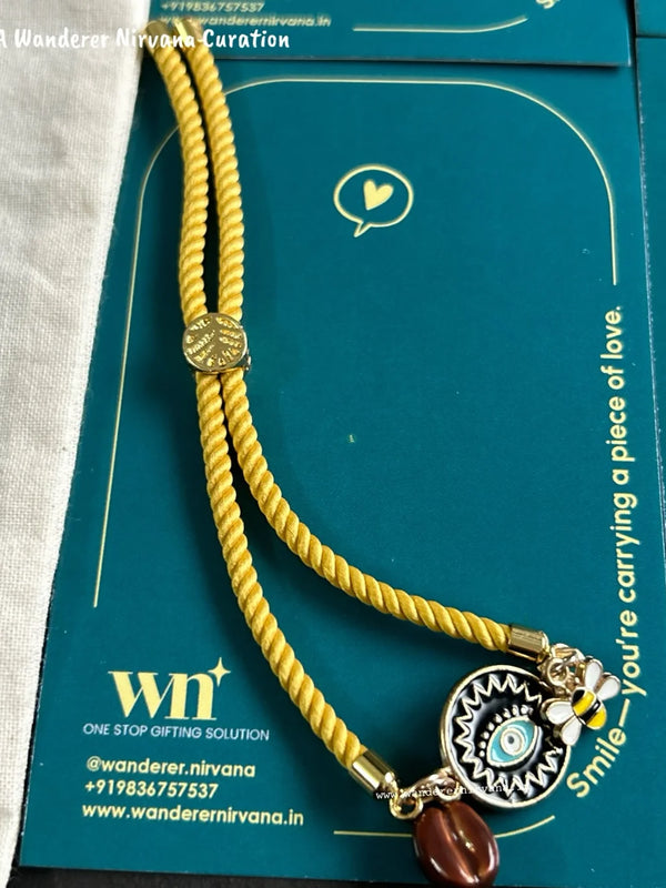 Busy Bee | Adjustable Luxe Band – Handmade Bee and Evil Eye Bracelet