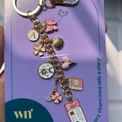 Adventure Awaits, Flower , heart  Universe Bagcharm Keychain