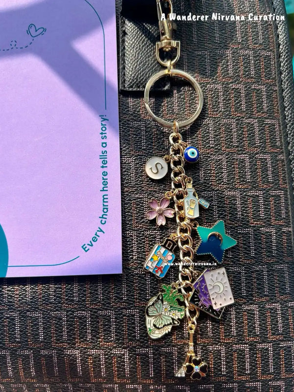Eiffel tower, Travel, flower , wishing bottle Bagcharm Keychain