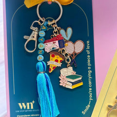 Travel ,Books , Tennis, Pizza Boho Keychain
