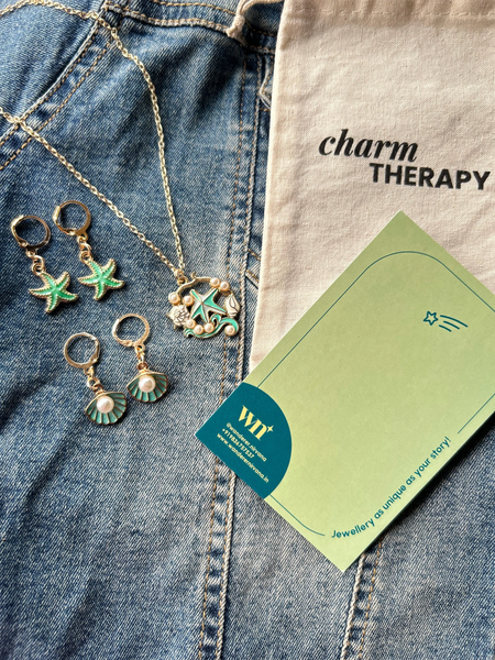 Ocean Blue Mint Neckpiece Earrings Set