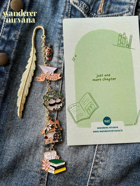 Our Kind of Chapter- Romantic Golden Feather Bookmark