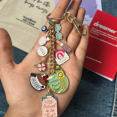 London Paris Fashion Badminton coffee 11:11 keychain Bagcharm