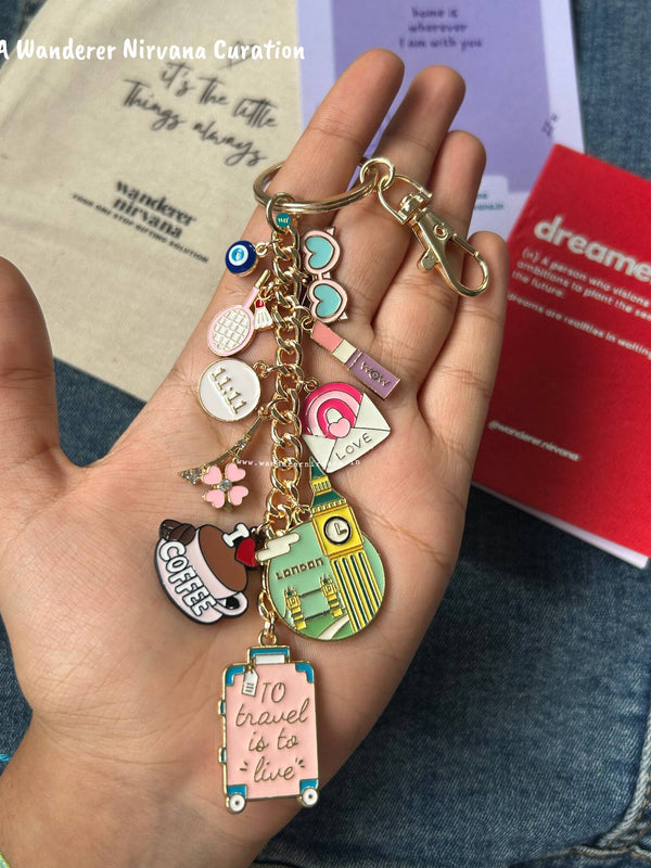 London Paris Fashion Badminton coffee 11:11 keychain Bagcharm