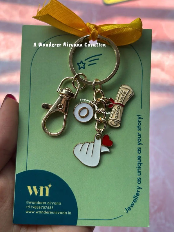 Korean Heart Personalised Graduation Keychain Bagcharm