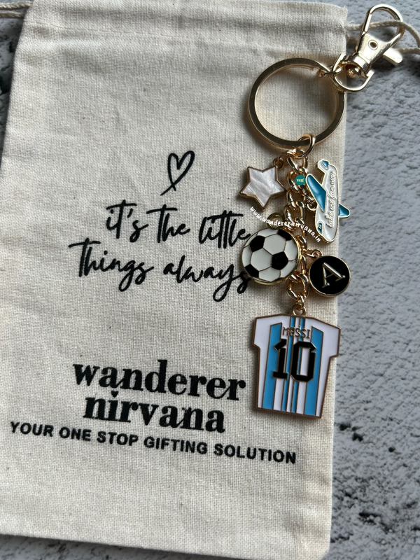 A Starbound Football Keychain | Messi Inspired Personalised Football Keychain