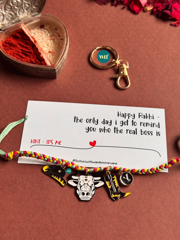 Cowboy Bull Rakhi Keychain