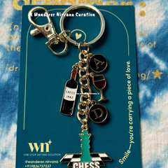 Allie Dean Chess Wine Personalised Keychain Bagcharm | Off Campus Inspired Couple Keychain