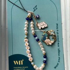 Beach Girlpower Evileye Personalised Beaded Phonecharm