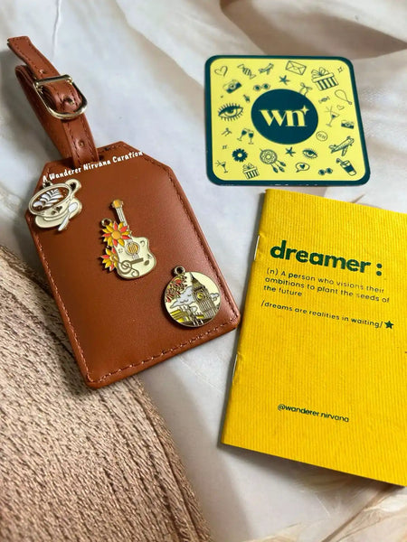 Coffee Music Clock Tower London Tan Luggage Tag