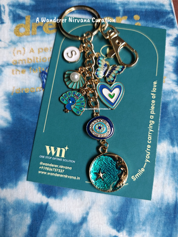 Moonlit peacock by the beach personalised Keychain