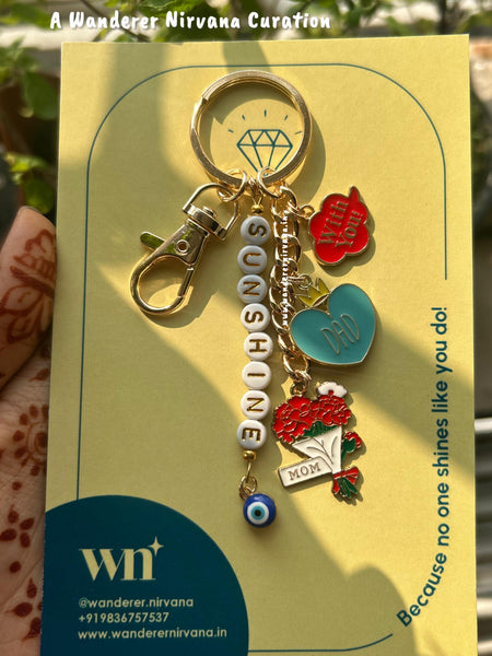 Sunshine Withyou Mom Dad Beaded Keychain Bagcharm