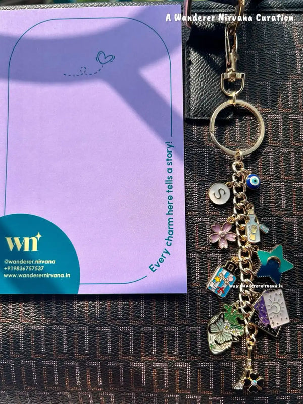 Eiffel tower, Travel, flower , wishing bottle Bagcharm Keychain