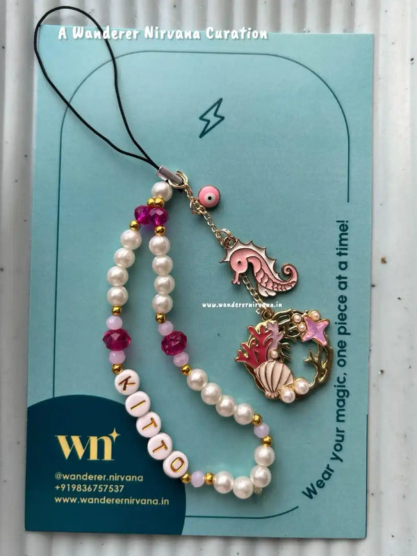 Beach Personalised Beaded Phonecharm