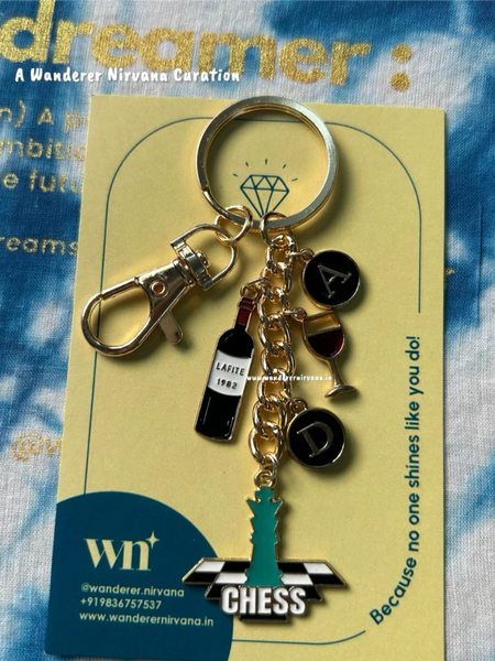 Allie Dean Chess Wine Personalised Keychain Bagcharm | Off Campus Inspired Couple Keychain