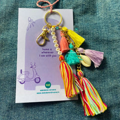 Personalised Pastel Bloom Boho Bagcharm | Handmade Tassel Keychain