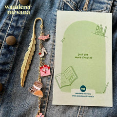 Love Letters & Layovers — Pink Travel-Themed Feather Bookmark