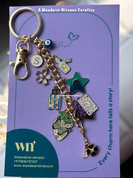 Eiffel tower, Travel, flower , wishing bottle Bagcharm Keychain