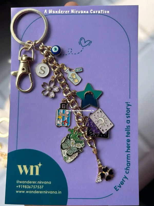 Eiffel tower, Travel, flower , wishing bottle Bagcharm Keychain