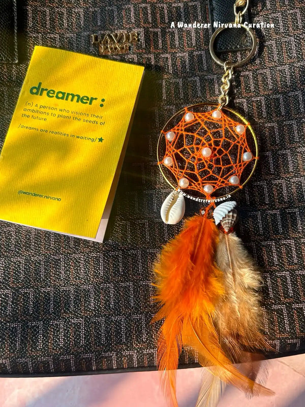Orange Dreamcatcher Boho Keychain Bagcharm
