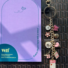 Adventure Awaits, Flower , heart  Universe Bagcharm Keychain