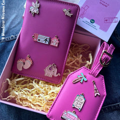 Rose pink Customised Passport cover and Luggage tag