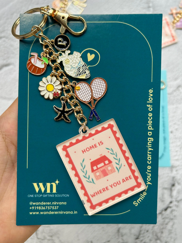 Heart Lawn Tennis Home Story Personalised Keychain Bagcharm