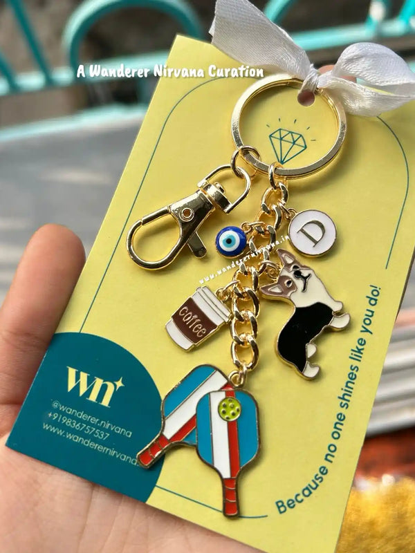 Coffee Pickleball Personalised Keychain