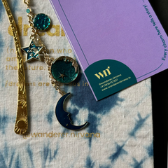 Celestial Night Golden Bookmark | Moon & Stars Bookmark