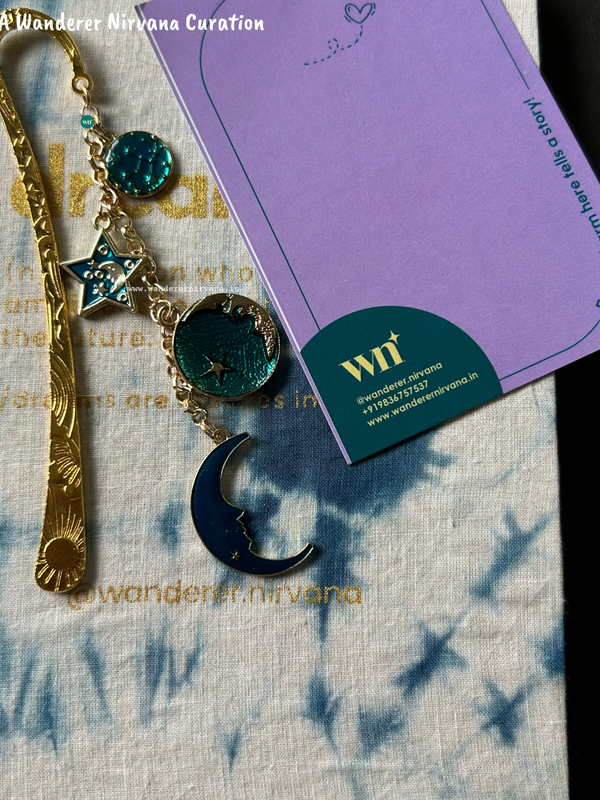 Celestial Night Golden Bookmark | Moon & Stars Bookmark