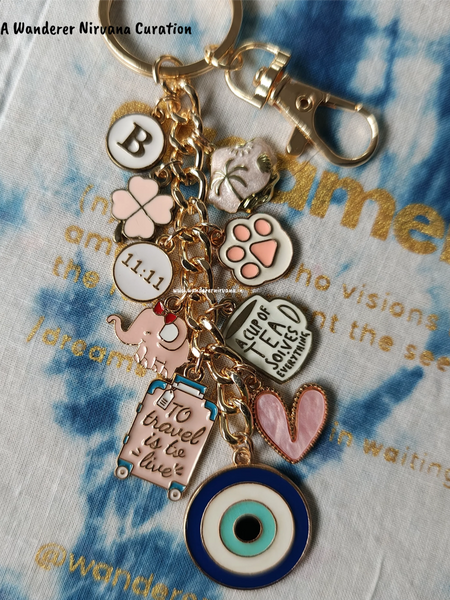 Beach Travel Luck Heart Paw Evil eye Keychain Bagcharm