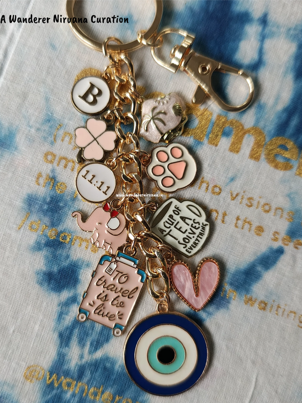 Beach Travel Luck Heart Paw Evil eye Keychain Bagcharm