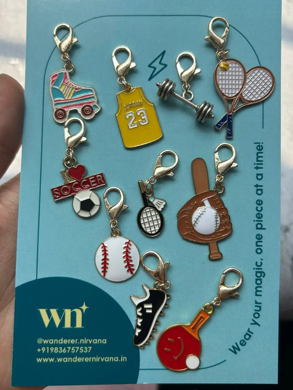 Sports 3 Themed Shoe charms ( set of 10)