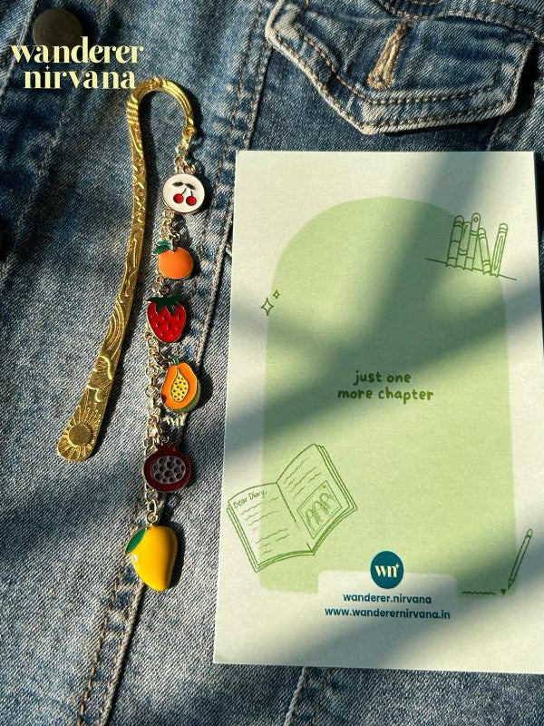 A Fruitful Chapter — Fruit-Themed Golden Bookmark