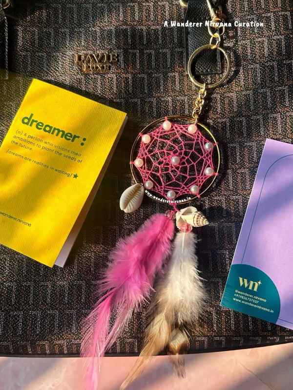 Pink Dreamcatcher Boho Keychain Bagcharm