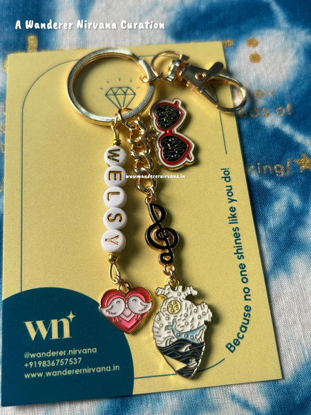 Garrett’s Heart Welsey Personalised Keychain Bagcharm | Off Campus Inspired Romantic Keychain