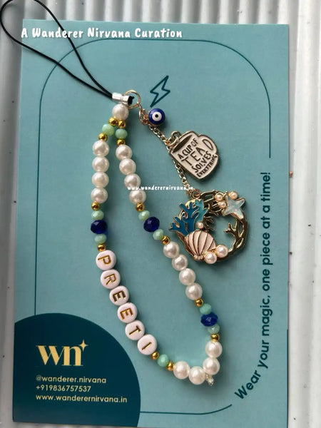 Beach Tea Evileye Personalised Beaded Phonecharm