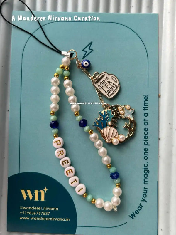 Beach Tea Evileye Personalised Beaded Phonecharm