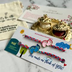 Twin Set Rakhi Blessings Combo | Handmade Baby Feet Rakhi Set for Twins & Parents-to-Be