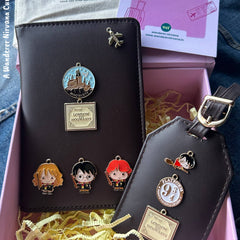 London to Hogwarts Harry Potter themed Luggage tag and Passport cover hamper Box