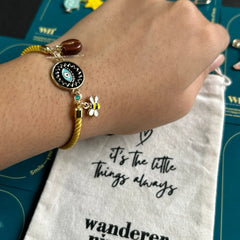 Busy Bee | Adjustable Luxe Band – Handmade Bee and Evil Eye Bracelet