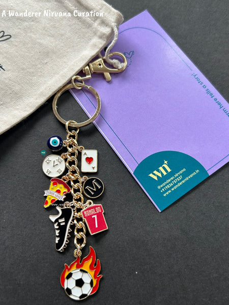 CR7 Matchday Stories Personalised Football Keychain | Ronaldo Inspired Bagcharm