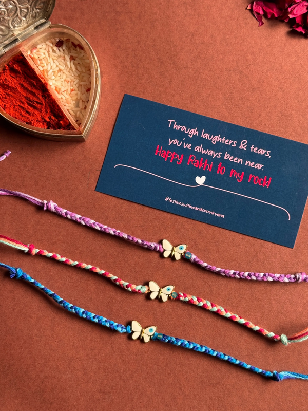 Evileye Butterfly Rakhi Set of 3