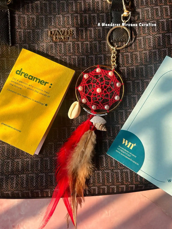 Red Dreamcatcher Boho Keychain Bagcharm
